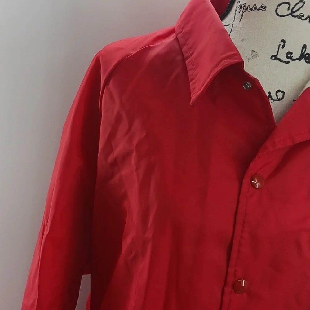 Sportsmaster Mens Vintage 90s Lions Club Windbreaker Jacket Red Nylon USA Size L
